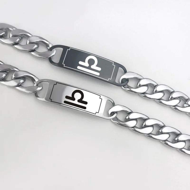 Весы 12 Созвездие браслет из нержавеющей стали Знаки зодиака Ювелирная бирка для