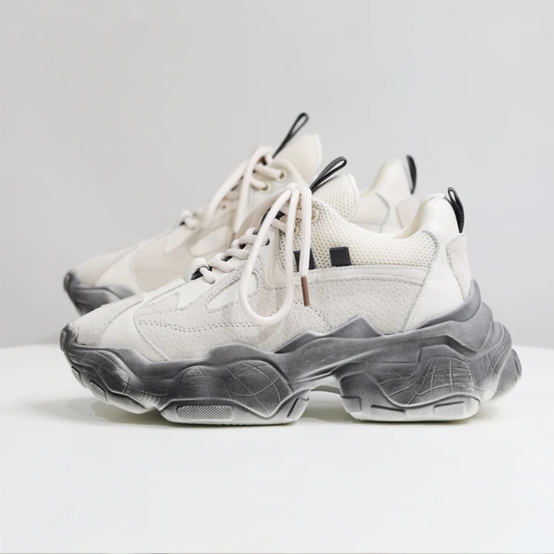 

Women's Chunky Sports Shoes Leisure Shoes Women's White Thick Soled Fashion Luxury Designer Vulcanized Shoes Women 2021
