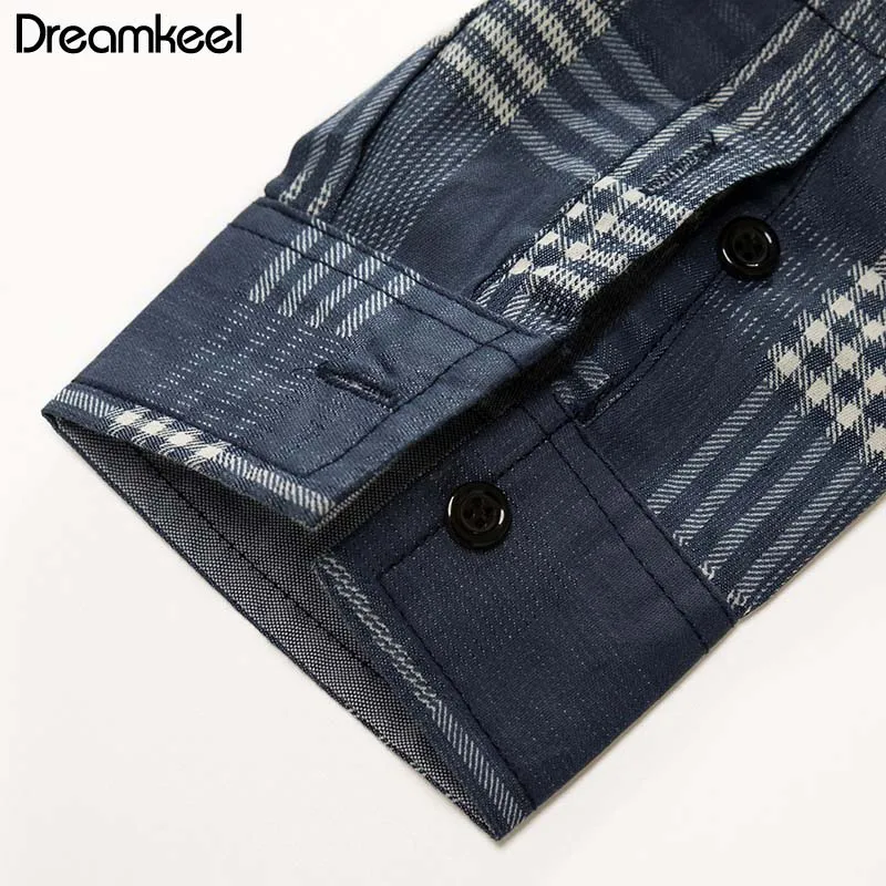 Мужская джинсовая Повседневная рубашка с длинным рукавом брендовая одежда