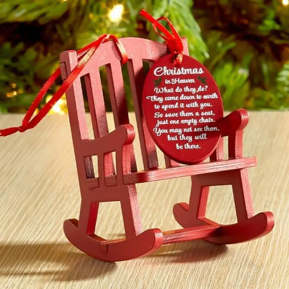 

Xmas Ornament Attractive Mini Wooden Chair Hanging Ornament Xmas Rocking Chair Durable
