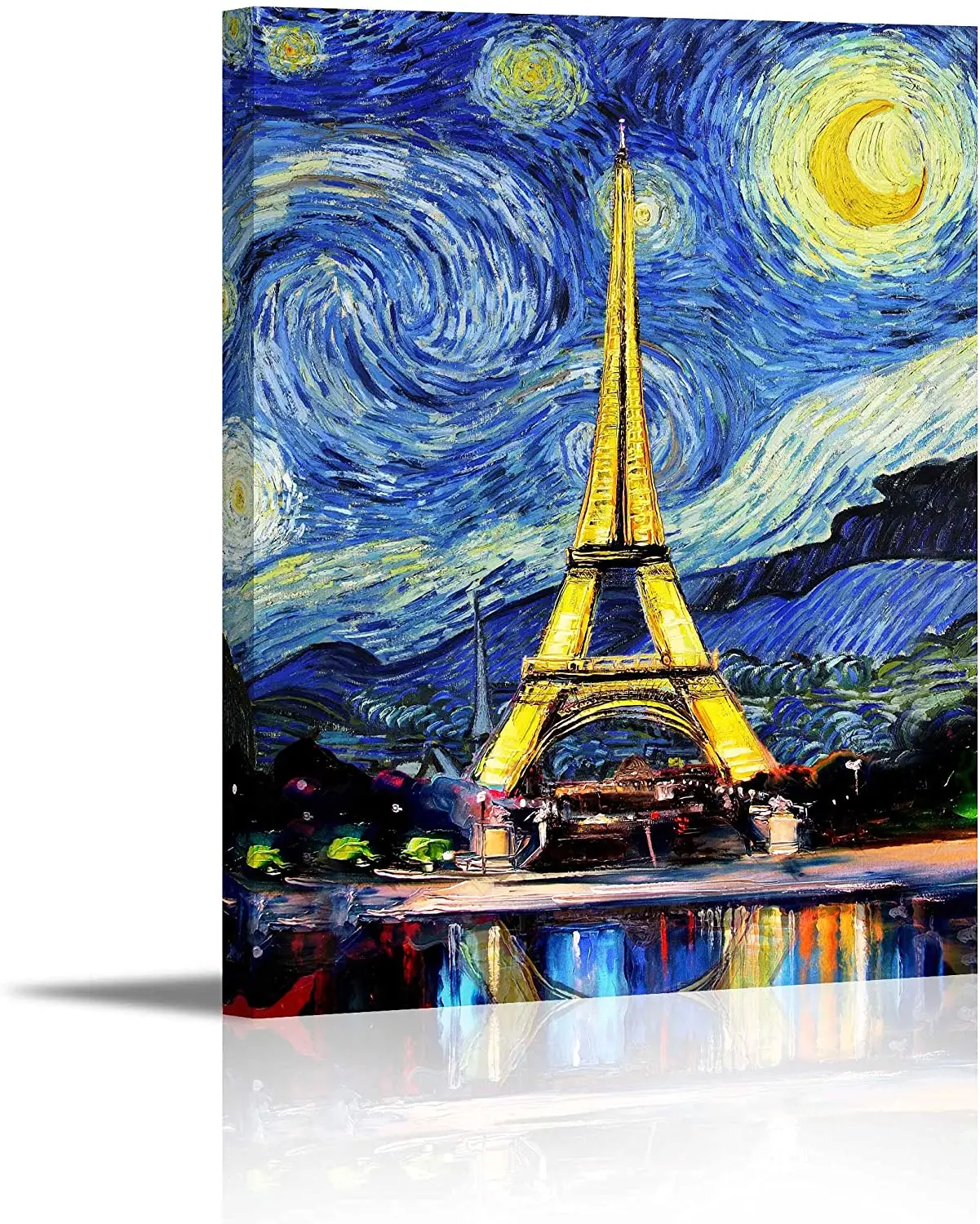 Картина маслом на холсте с изображением звездной ночи | Дом и сад