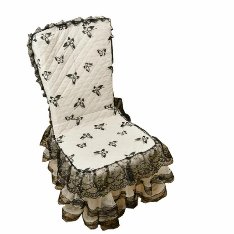 

2021 New Embroidered Design Mordern Chair Cover Fashion Comfortable Soft Texture High Quality Cotton Lace Hem Chair Cover