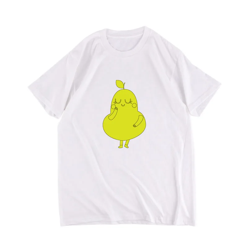 Футболка с фруктовым принтом короткими рукавами и круглым вырезом милым