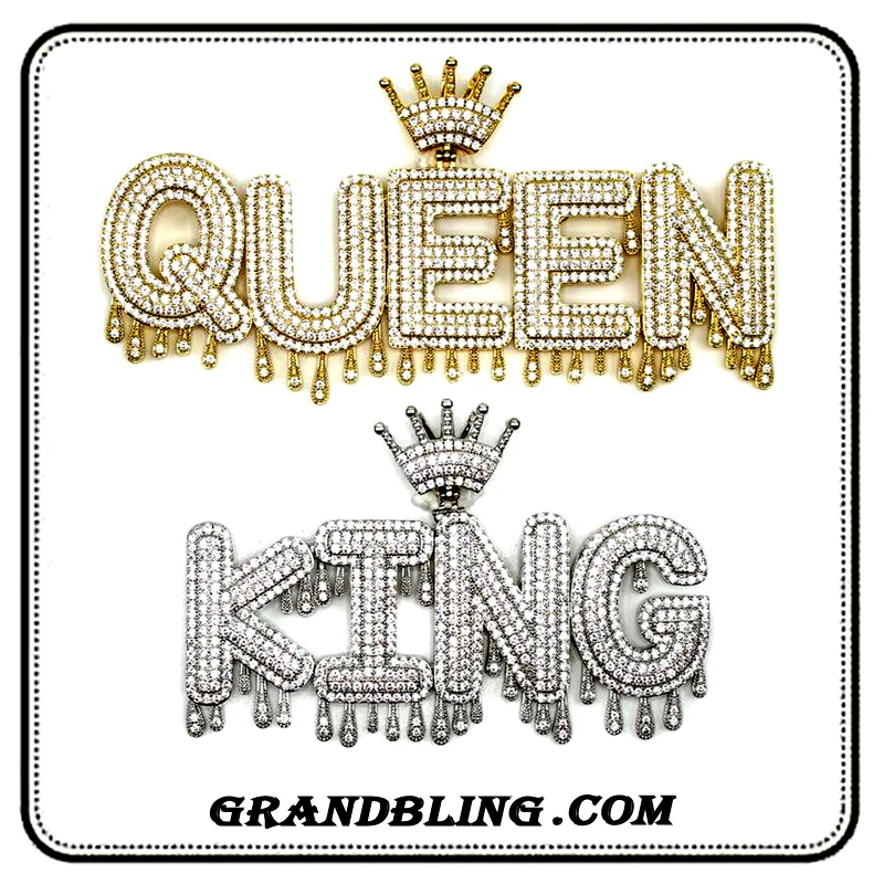 Blingbling пользовательское имя Золотая Корона капельная инициалы Пузырьковые буквы