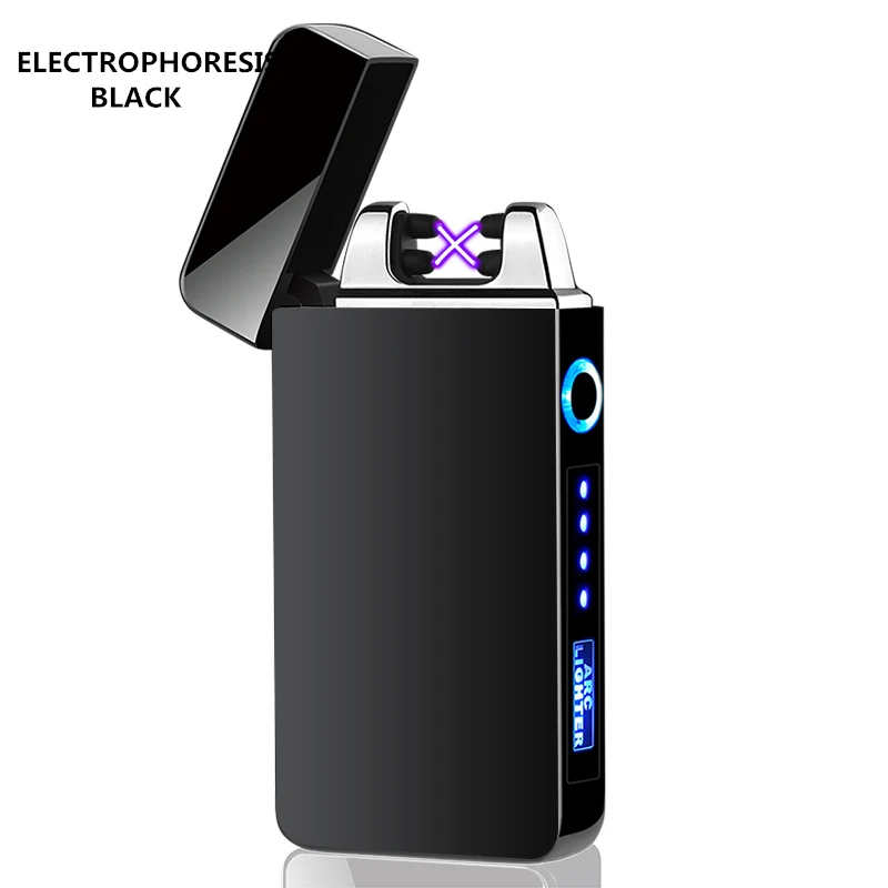 Black satin Сегодня 4,99 двойная дуговая зажигалка USB электрические зажигалки для сигарет новинка электронная плазменная турбо Зажигалка гаджеты для мужчин - Цвет: Black satin