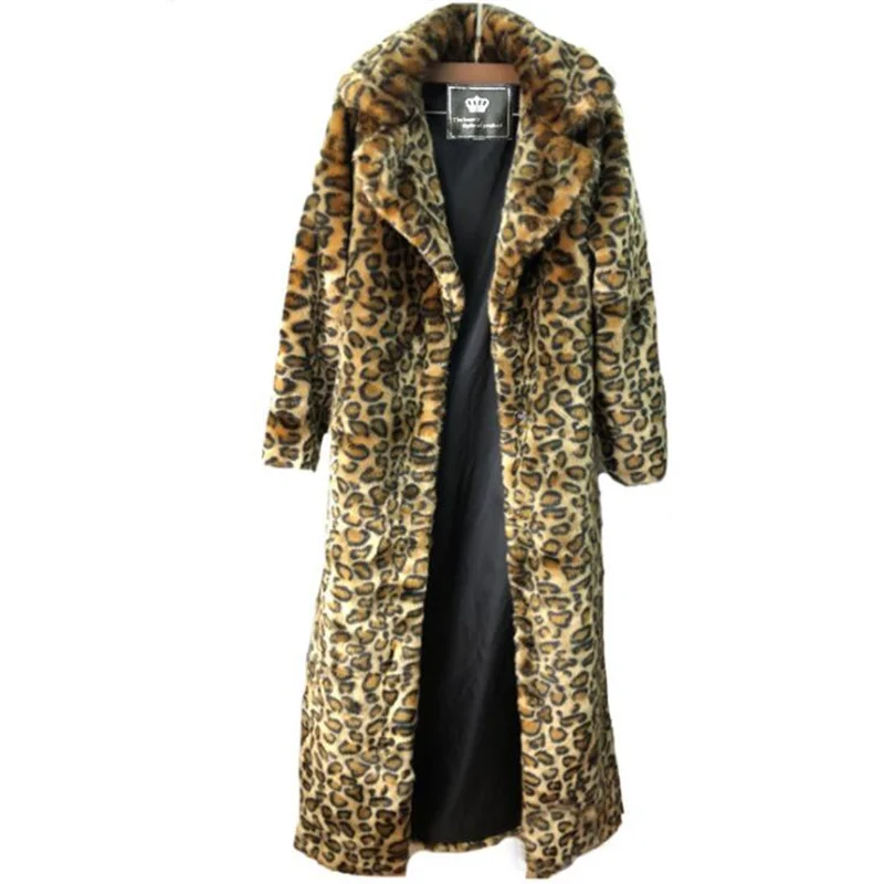 Leopard print fur coat women's faux mink fur jackets fashion casual European and American loose large warm clothes yellow