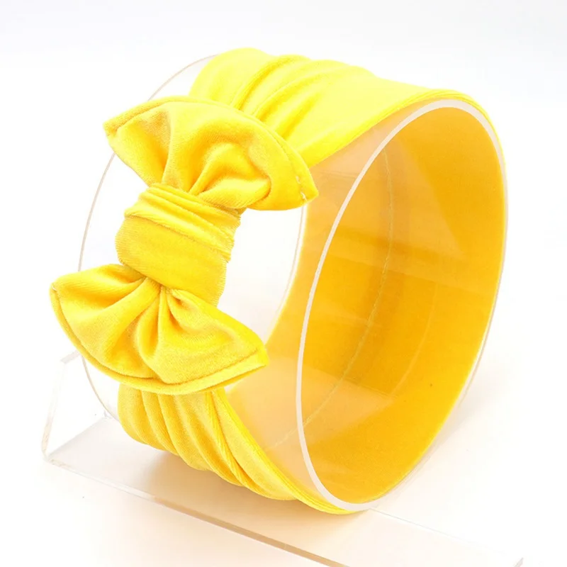 Yellow Детская повязка на голову; бархатные повязки на голову для девочек; зимние детские аксессуары для волос; детский бант для волос; тюрбан; Детская повязка на голову для малышей; широкая повязка на голову - Цвет: Yellow