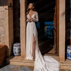 Свадебное платье в стиле бохо с длинными рукавами-фонариками и открытой спиной