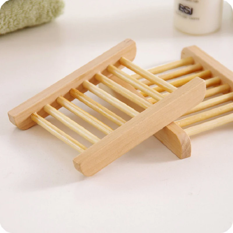 

Wooden Natural Bamboo Soap Dishes Tray Holder Storage Soap Rack Plate Box Container Portable Bathroom Soap Dish Storage Box