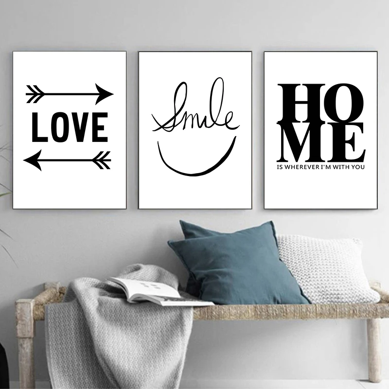 

Minimalist Black and White Smiley Face Warm Phrase with Animal Canvas Art Print Poster Picture Wall Home Decoration Painting