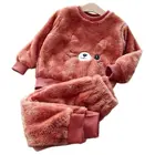 Одежда для маленьких мальчиков и девочек; Пижамный комплект; Мягкие фланелевые флисовые топы для детей ясельного возраста, детские теплые с рисунком одежда для сна с изображением медвежонка, детский домашний костюм на зиму, осень, весну От 1 до 8 лет