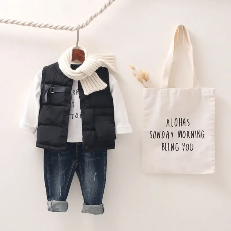 Зимний жилет для мальчиков 2019 г. Осенний пуховый девочек тонкие хлопковые куртки