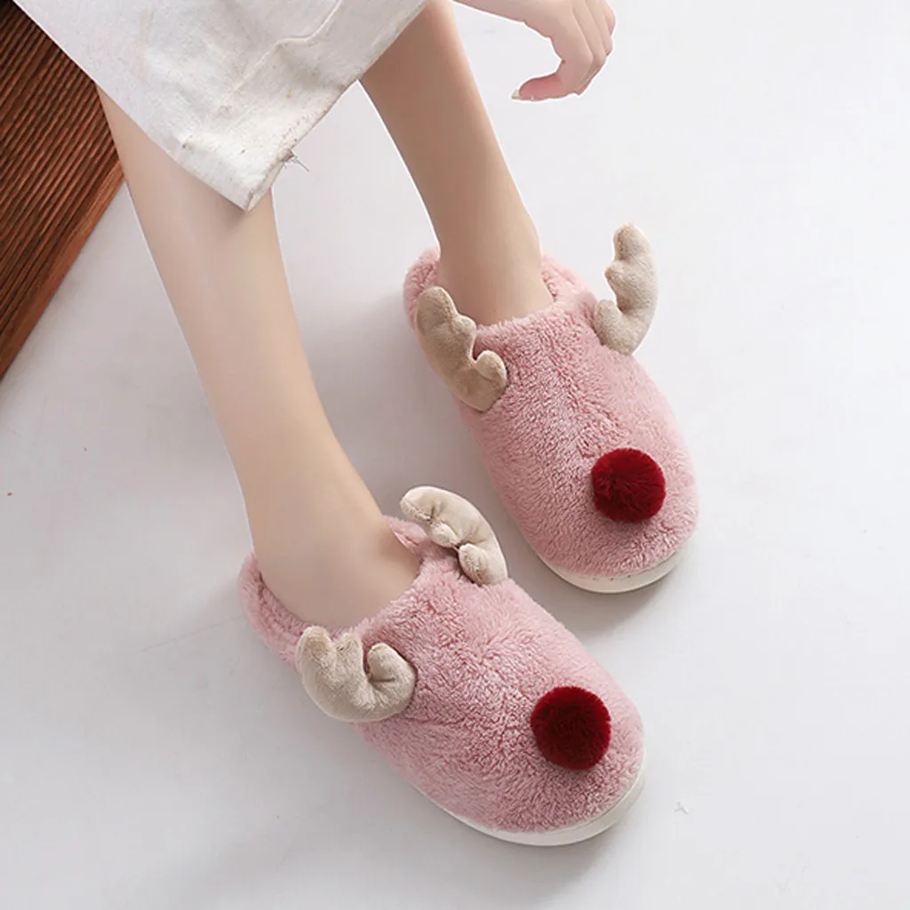 Зимние мягкие Меховые тапочки модная домашняя теплая обувь из хлопка с рисунком