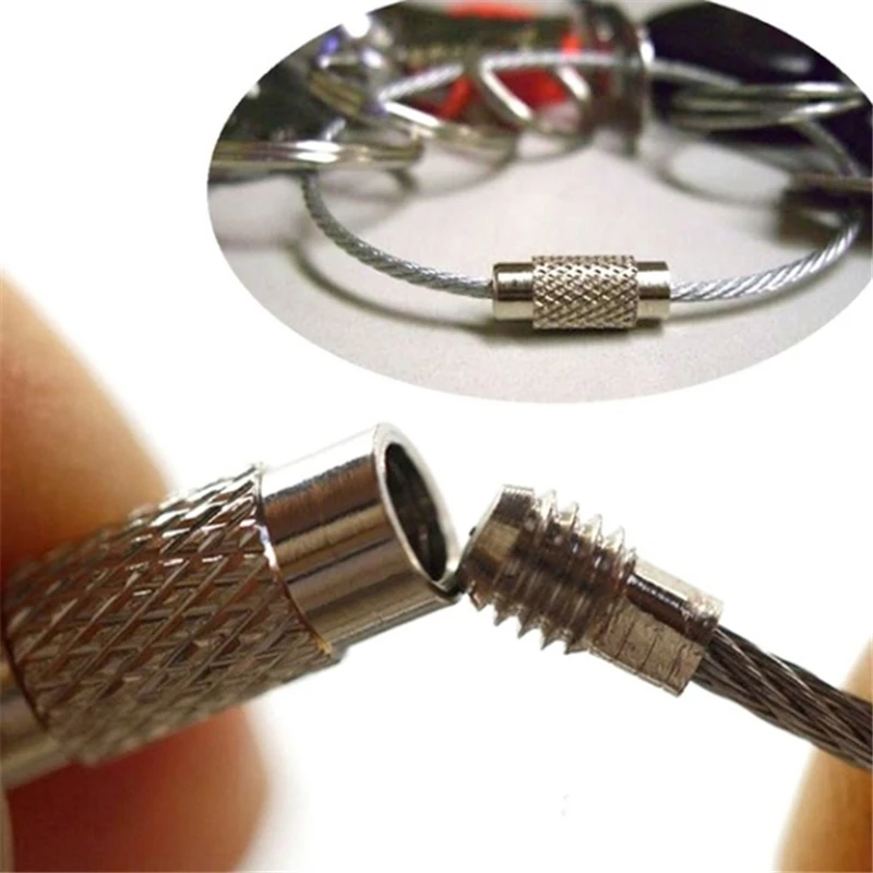 10 шт. проволочный канат брелок из нержавеющей стали карабин кабель кольцо для
