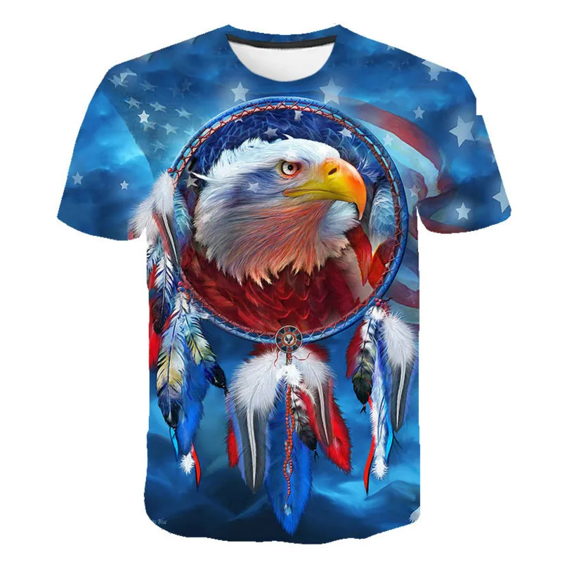 

Children's 3D printed T-shirt short-sleeved hip-hop style funny eagle personality 2021 boys and girls casual tops