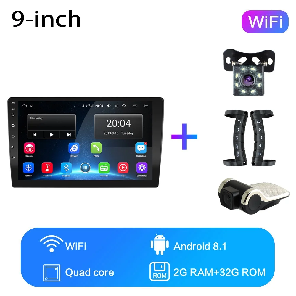WIFI 2G-32G 2G+ 32G 2din Android 8,1 GO Автомобильный мультимедийный видео плеер 9 дюймов универсальный автомобильный Радио gps навигация wifi плеер, без DVD - Цвет: WIFI 2G-32G