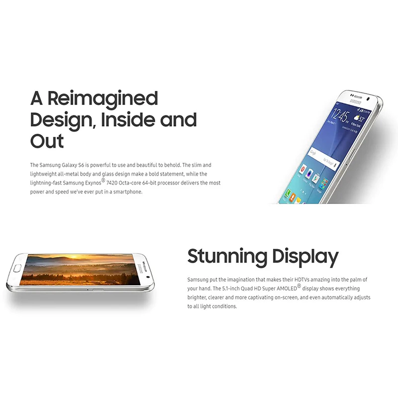 ЕС Версия samsung Galaxy S6 G920F 3 ГБ 32 ГБ мобильный телефон Exynos 7420 5," NFC 16MP отпечаток пальца 4G LTE телефон