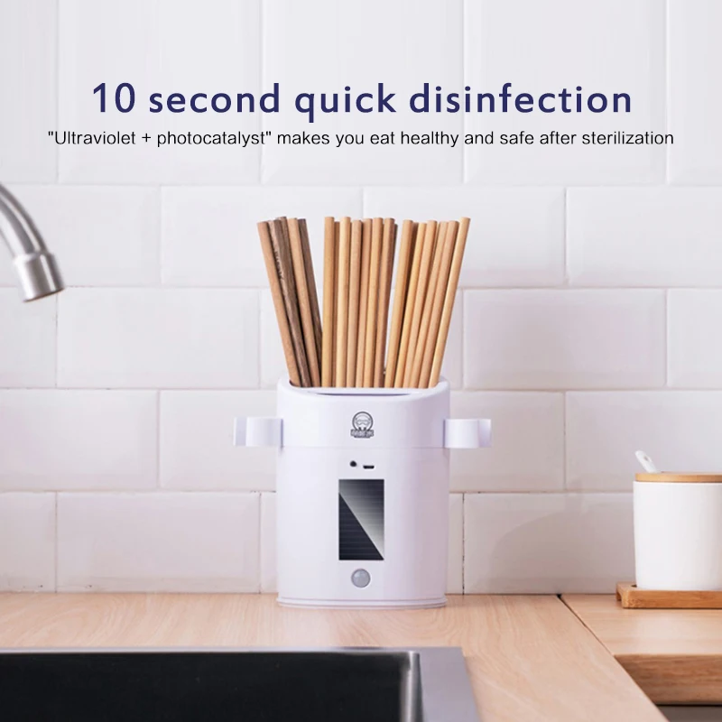 

Automatic Chopstick Storage Rack Chargeable Sterilization Portable USB Wall-mounted Disinfection Kitchen Storage Bucket Rack