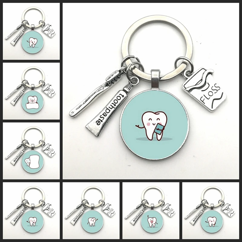 

2020 New Dentist Dental Glass Keychain Dental Assistant Gift Dental Care Keychain