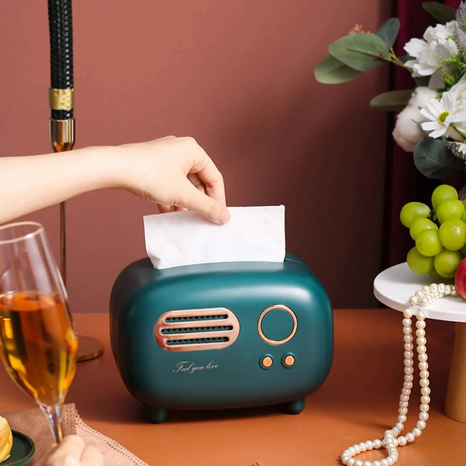 

Ретро-радио, искусство, коробка для салфеток, многофункциональная коробка для салфеток для лица, настольное украшение для ванной, спальни, к...