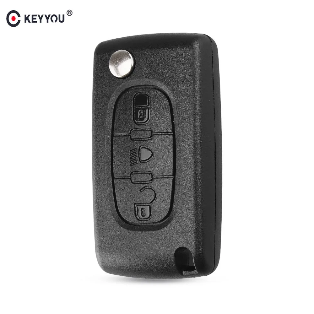 

KEYYOU 3 Buttons Flip Remote Fob Car Key Shell For Citroen C2 C3 C4 C5 C6 C8 Key Case Folding Cover VA2/HU83 Key Blade