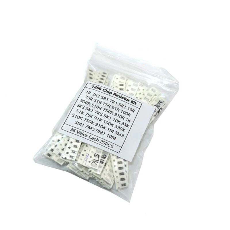 36 значение * 20 шт = 720 1206 SMD резистор набор 1/4 Вт 0 25 5% 1 Ом ~ 10 МОм компонент diy Набор