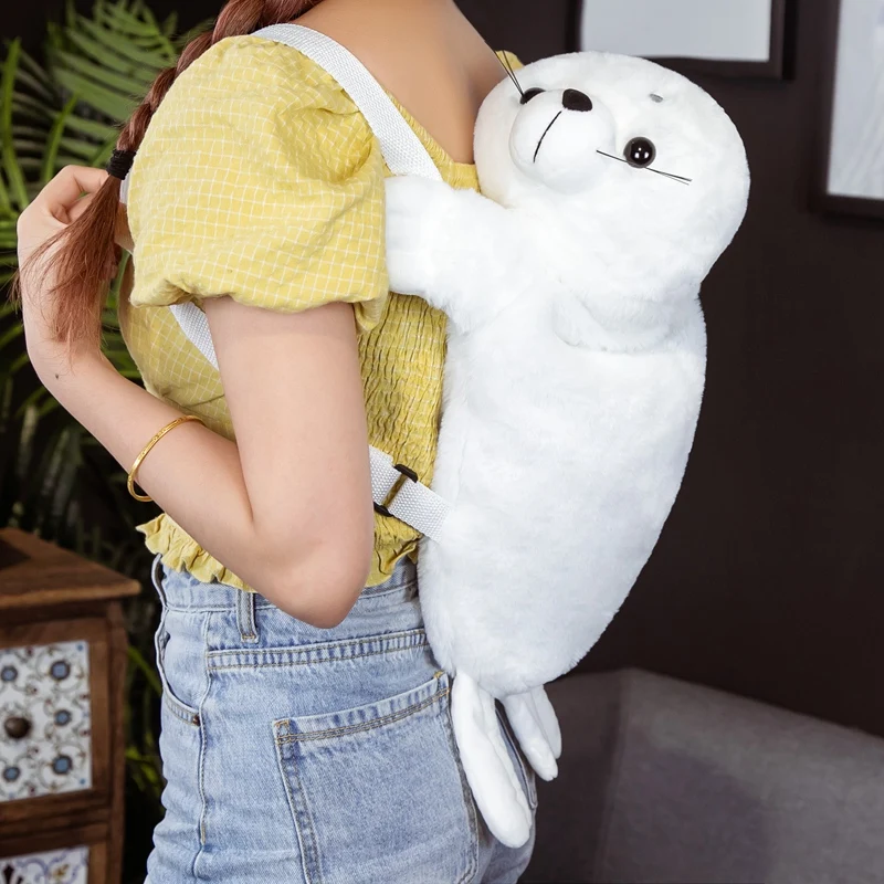 

1pc Funny 38/50CM Lovely Soft Stuffed Animals Seal Bag Children Plush Rabbit Hamster Backpack For Kids Xmas Birthday Gift