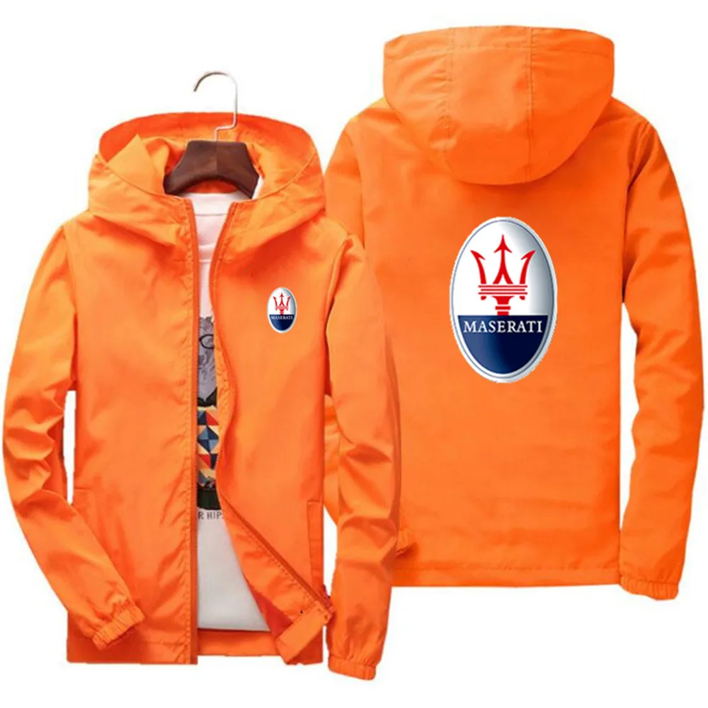 

2021 Summer Maserati New Jacket Men's Personality Windbreaker Casual Fashion Outdoor Lightweight Zipper Thin Coat Hoodie