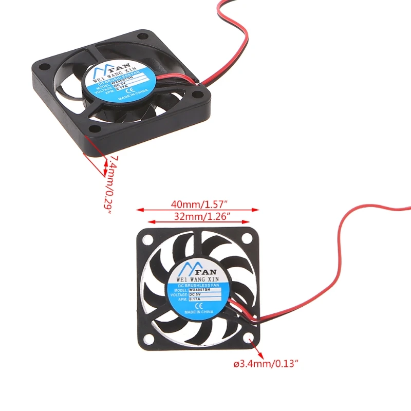 

Cooling Fan WX4007SH DC5V 0.17A Mini Ultra Thin Brushless Heat Dissipation Fan X6HA