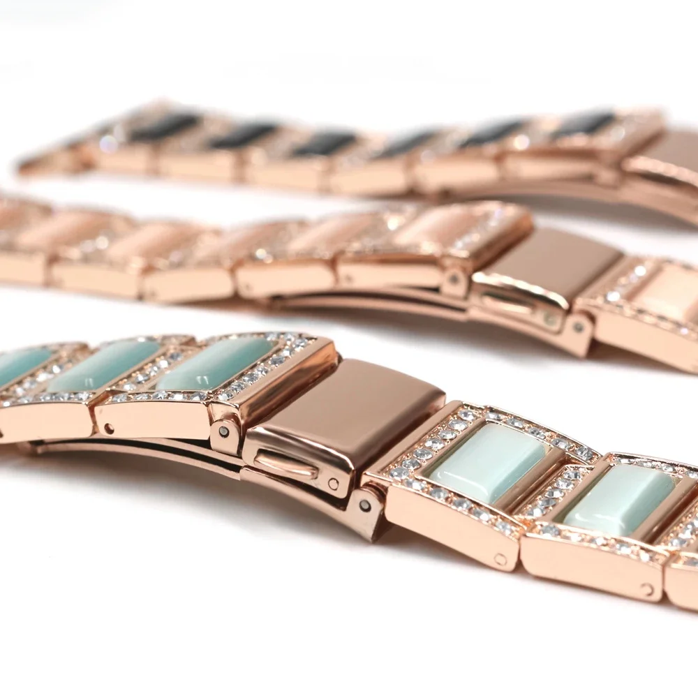 metal strap for Apple Watch series 6 SE 5 4 3 2 1 band for iwatch strap with opal luxury Glitter shiny stone 40mm 44mm