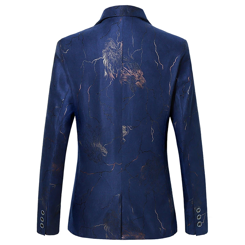 Брендовый мужской костюм Блейзер синяя Модная приталенная одежда пальто для