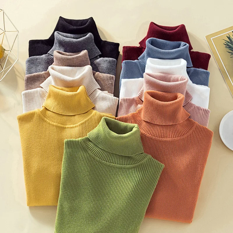 Пуловер женский в рубчик с высоким воротом Осень-зима 2020 | Женская одежда