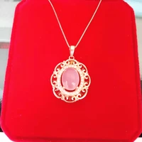 kjjeaxcmy boutique jewelry 925 sterling silver inlaid natural furong stone female necklace pendant support test