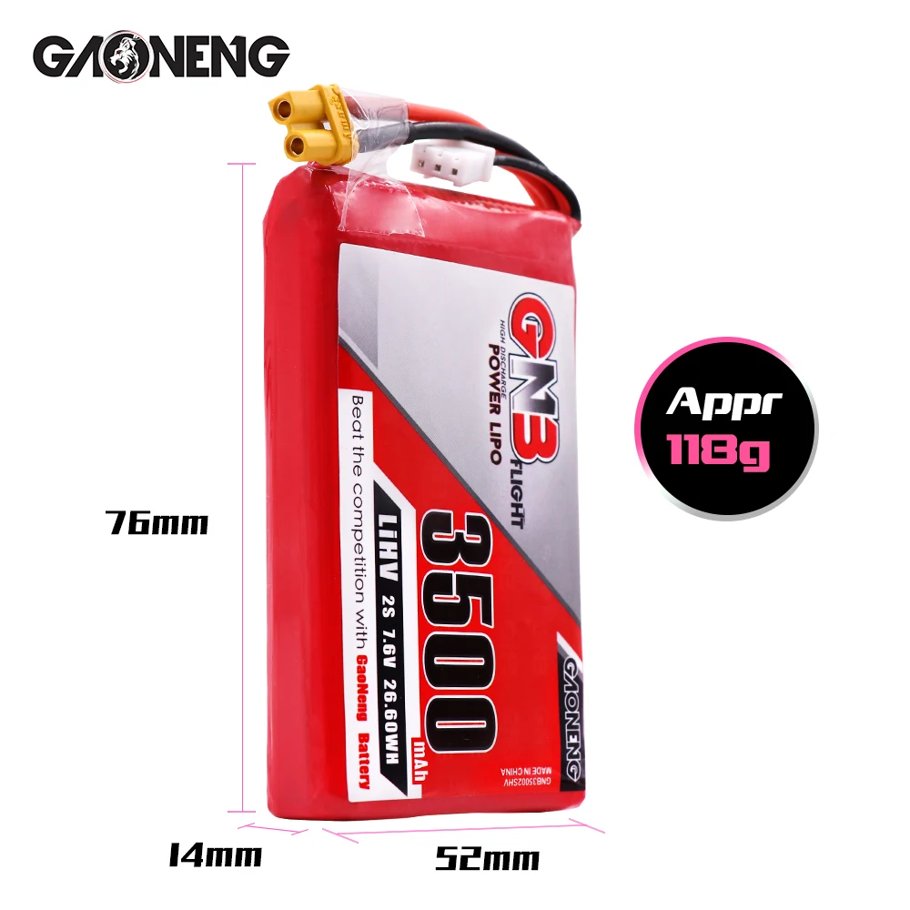 2 шт. Gaoneng GNB 7 6 В 3500 мАч 2S HV Lipo аккумулятор XT30 для Frysky Taranis QX7 передатчик TX пульт