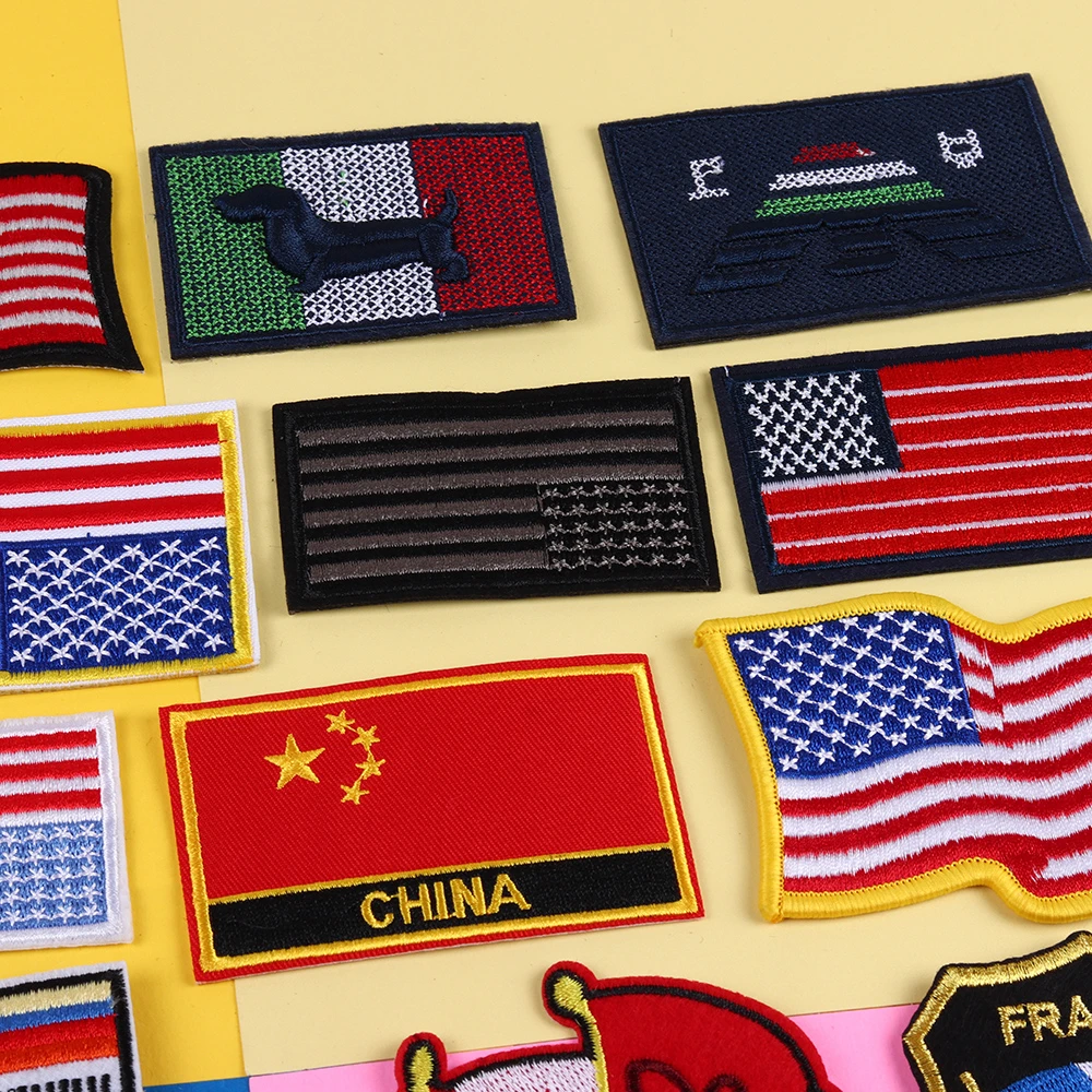 3D вышивальный знак мира Национальные флаги эмблема полосатая нашивка броня