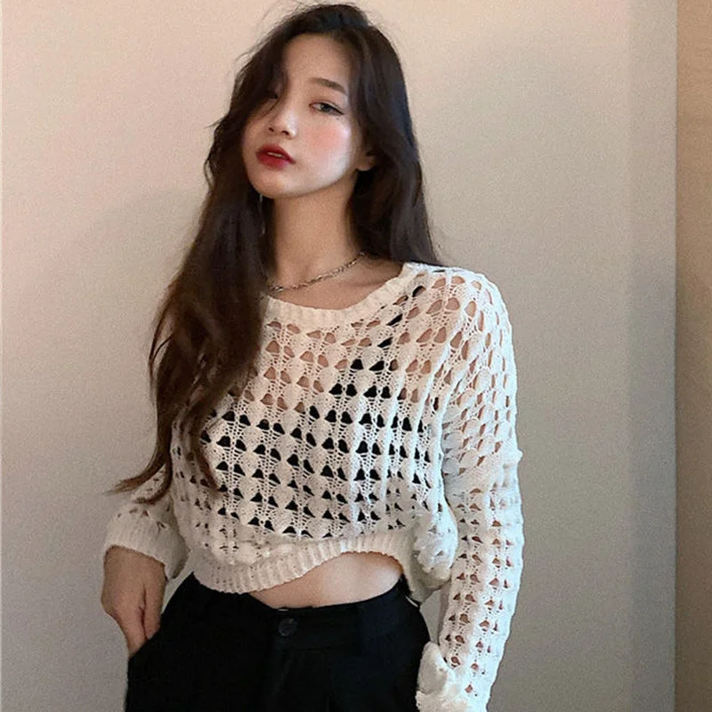 Пуловер Tonngirls женский с вырезами пикантная простая уличная одежда круглым