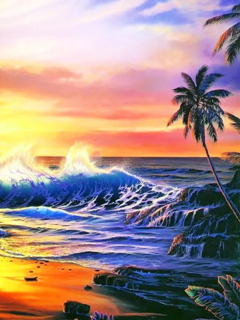 

Diamond Painting Cartoon Scenery Sea Landscape 5d Diy Mosaic Full Square Drill Diamant Of Rhinestone Daimond Embroidery Picture