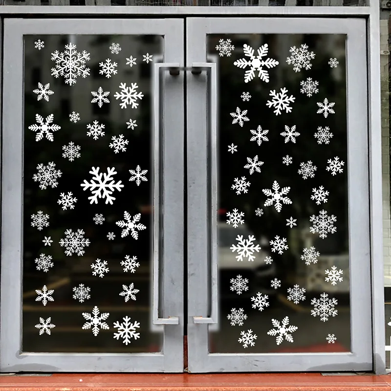 

Merry Christmas Wall Stickers DIY Snowflake Wall Decals PVC Window Stickers Xmas Ornaments 2022 New Year Wall Sticker