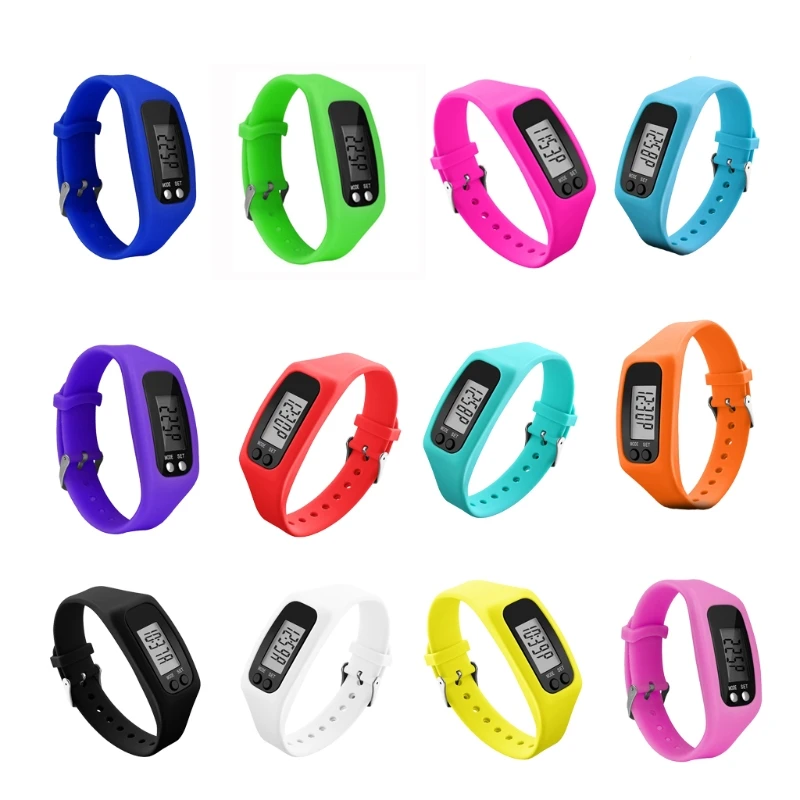 

Спортивный шагомер Цифровой светодиодный счетчик шагов ходьба пройденное расстояние счетчик калорий Фитнес часы ремешок для детей взросл...