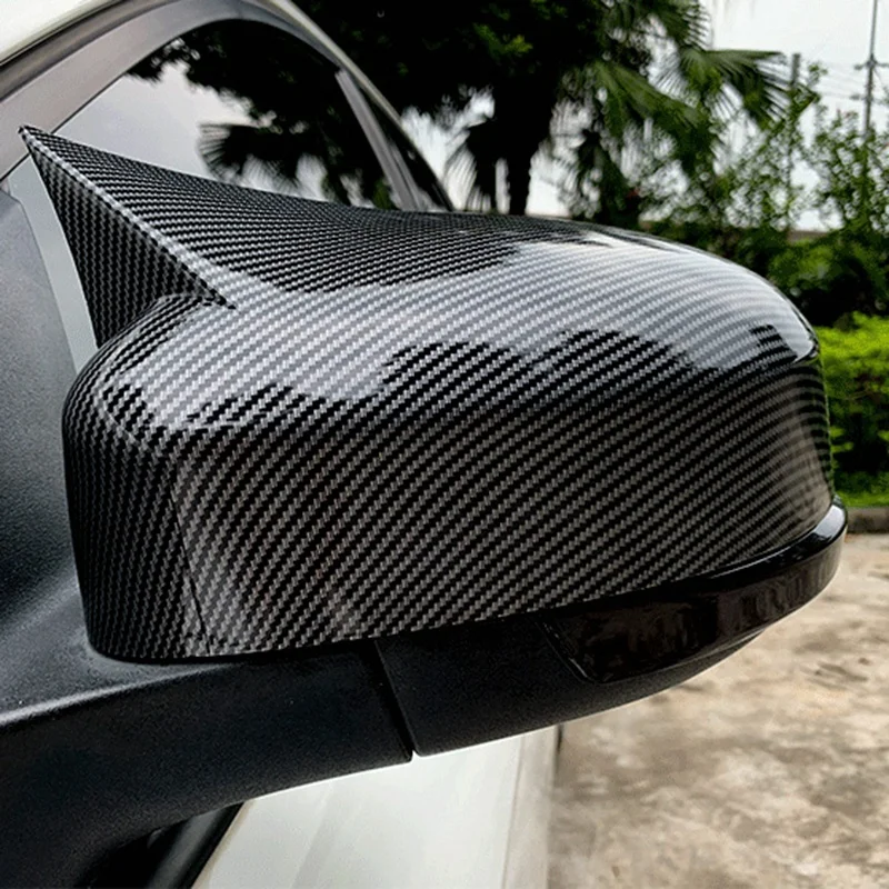 2 шт. Автомобильная углеродное волокно Ox Рог боковая крышка зеркала заднего вида