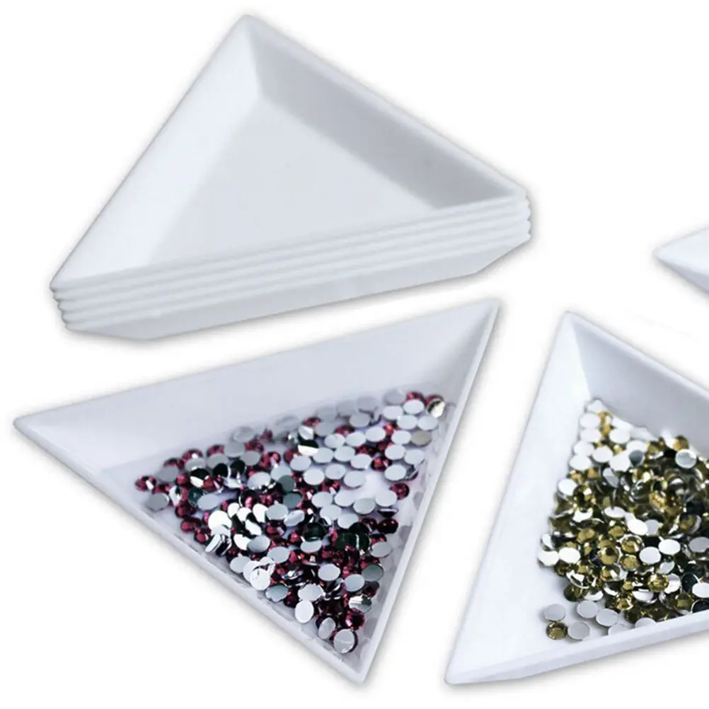 2pcs 75mm Hot Sale Plastic Triangle Jewelry Plate White Plastic Foam Ball Storage Small Beads Ball Holder Dish