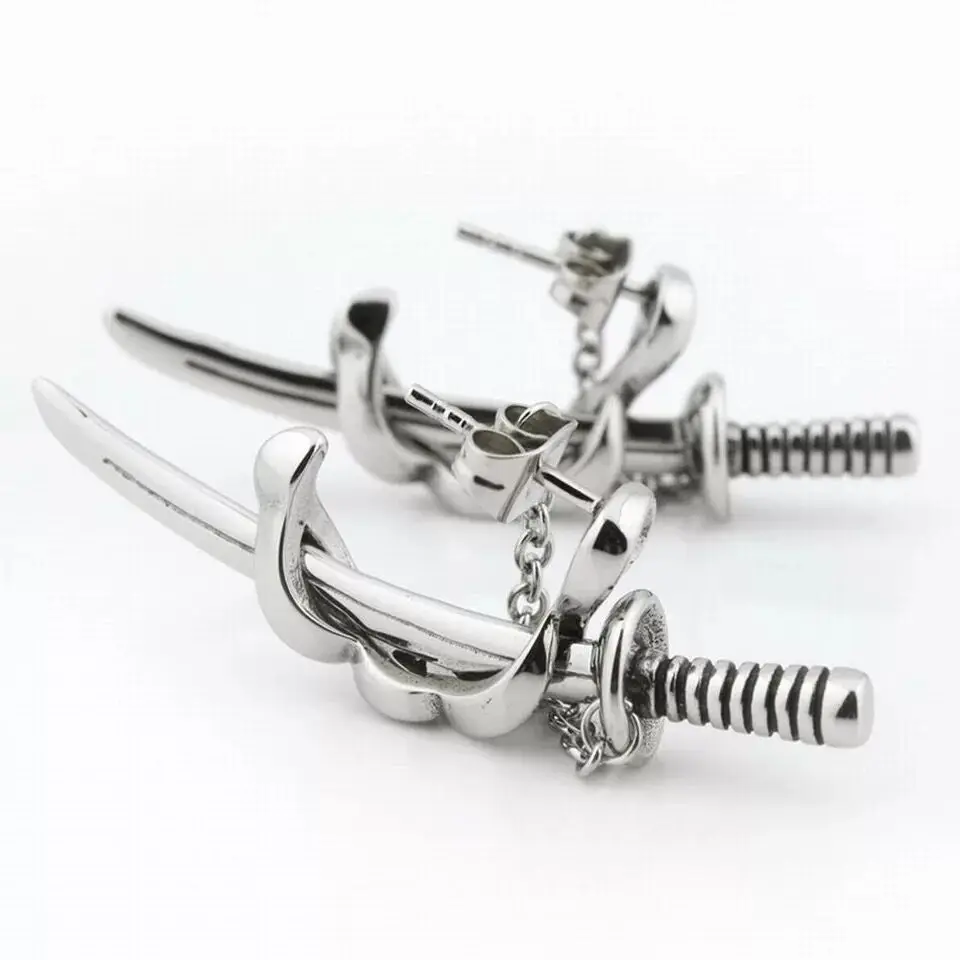 

Hot Fashion Men's Small Vintage High Quality Metal Punk Samurai Sword Earrings Earrings Punk Jewelry Gift