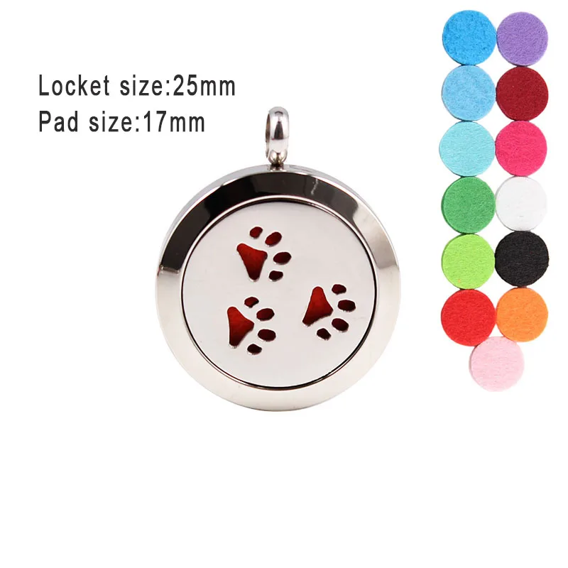 Chain and Pads as Gift! 25mm Dog Paw Aromatherapy / Essential Oil 316L Staniless Steel Perfume Diffuse Locket pendant Necklace | Украшения