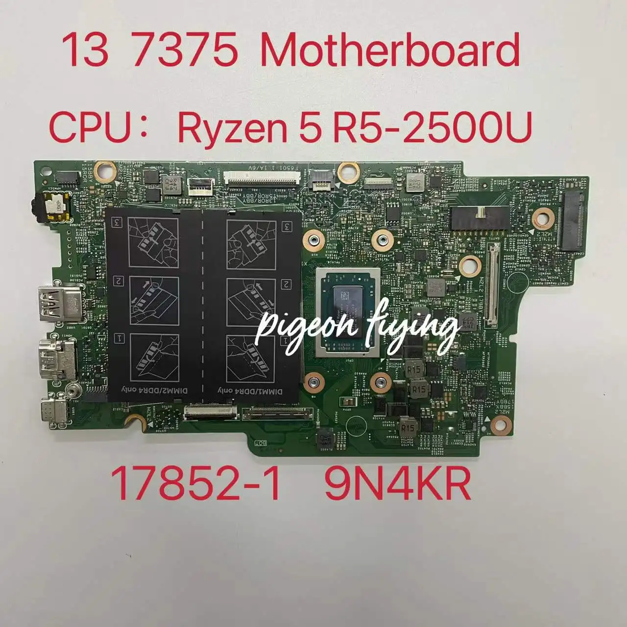 

17852-1 For Dell Inspiron 13 7375 Laptop Motherboard K6D95 0K6D95 CN-0K6D95 With Ryzen 5-2500u CPU 100% Fully Tested