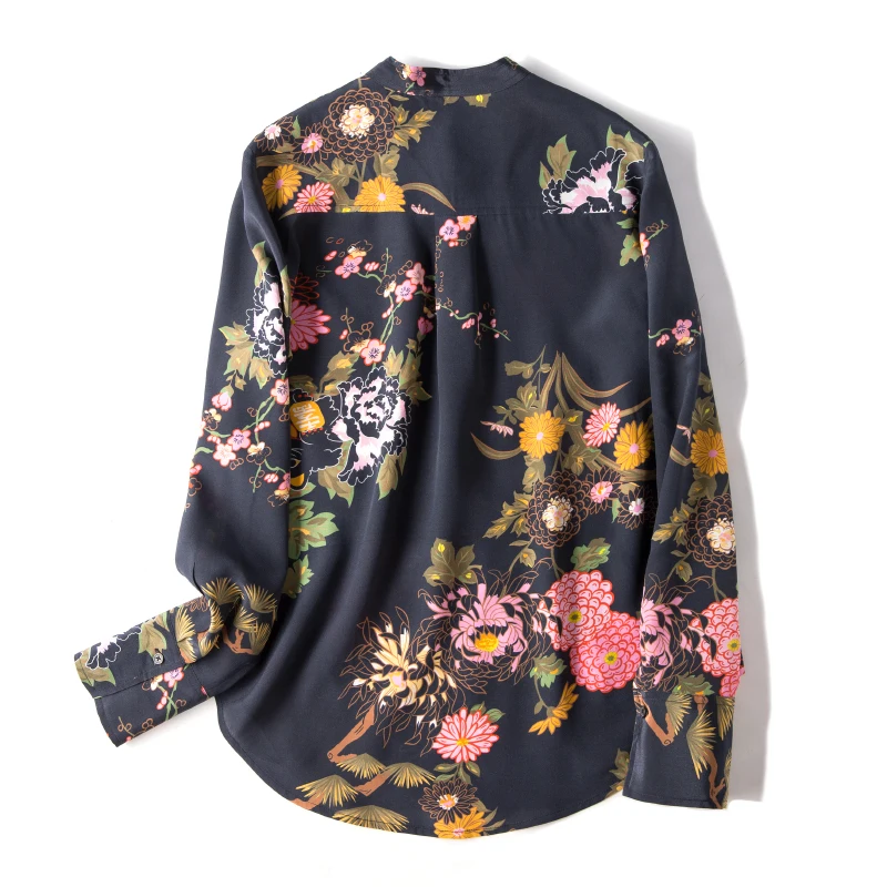 SuyaDream женская блуза с длинными рукавами цветочный принт 100% натуральный шелк