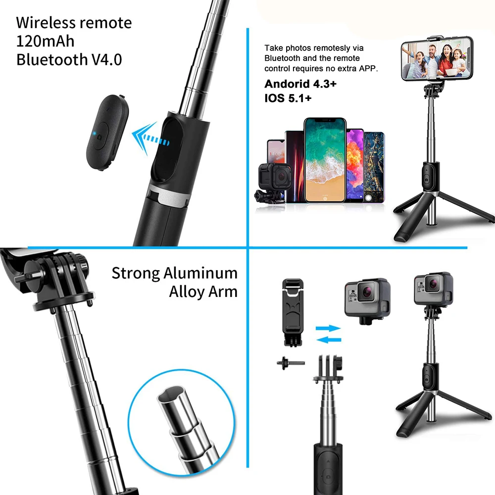 Штатив-тренога для селфи с беспроводным дистанционным управлением по Bluetooth