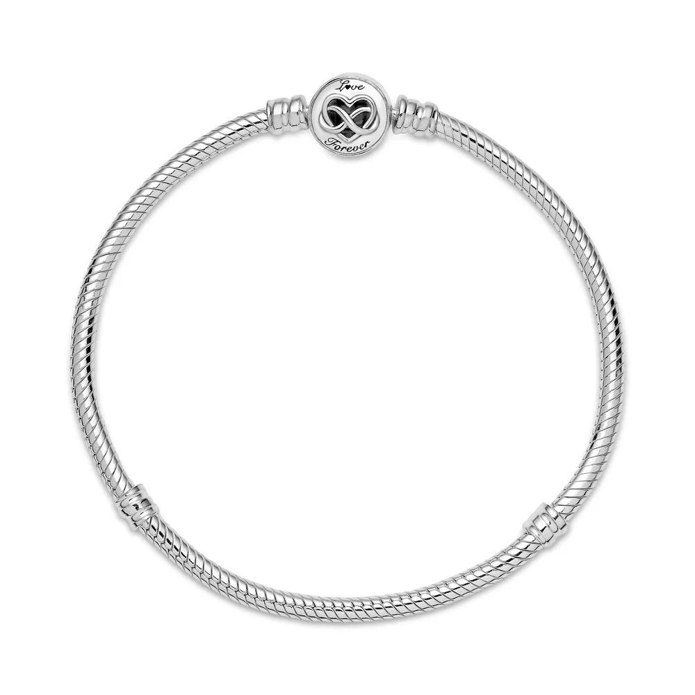 Moments Heart Infinity Clasp Snake Chain Bracelet 925 silver Bracelet for women jewelry
