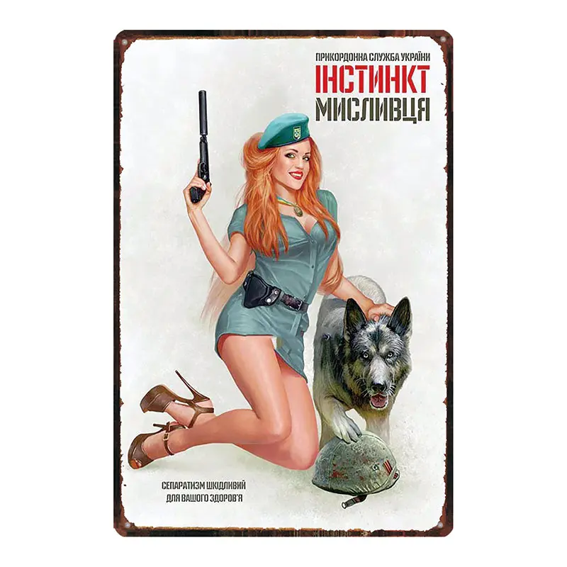 Винтажная русская мультяшная табличка железная живопись сексуальная девушка