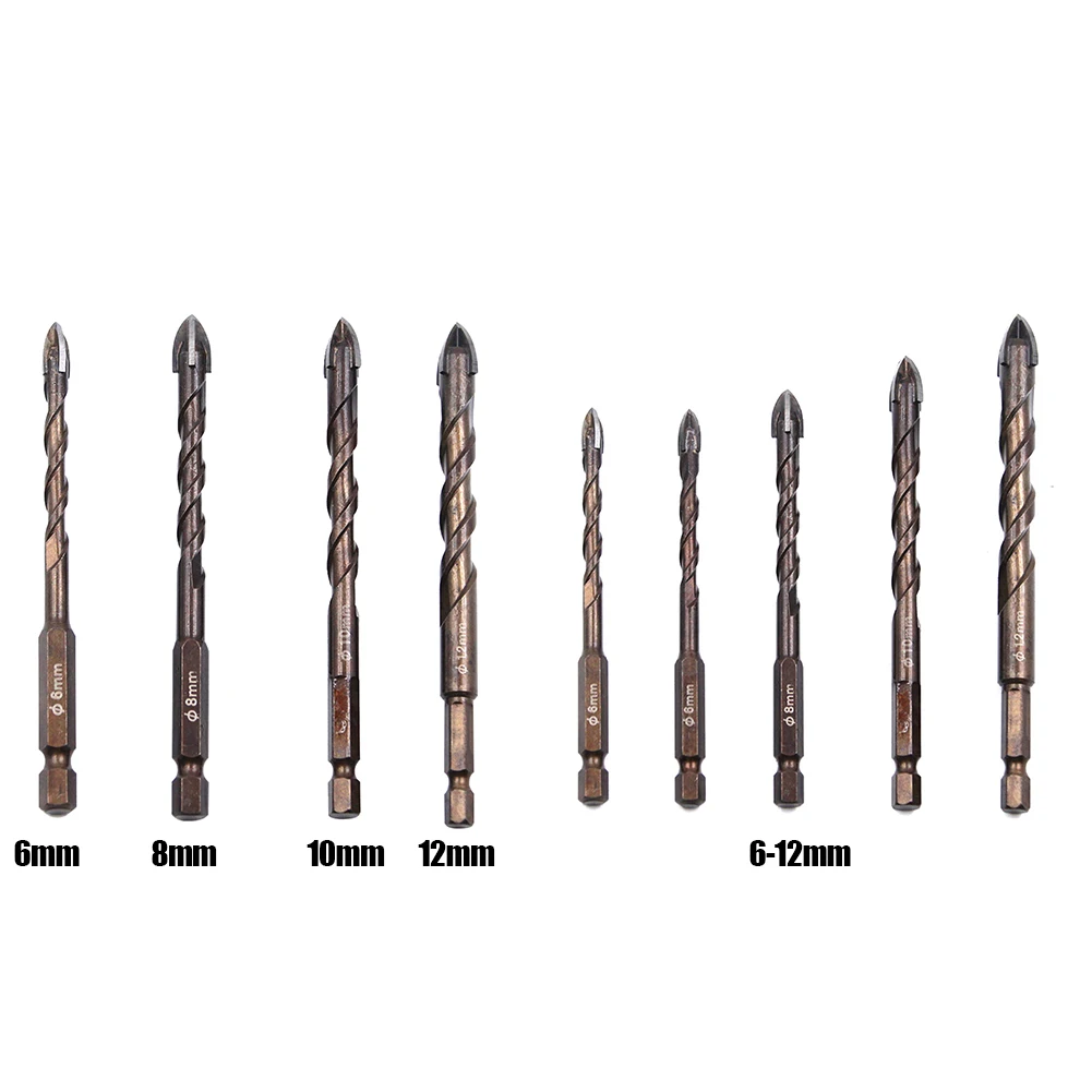 

6/8/10/12 мм Крест шестигранные плитки сверла для Стекло Керамика бетона Расширитель отверстий твердосплавный режущий инструмент Треугольник...