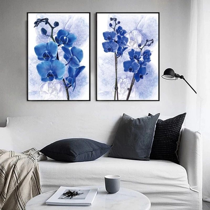 

Abstract Wall Art Dark Blue Watercolor Paintings Nordic Canvas Posters and Prints for Living Room Bedroom Corridor Decoration